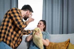 Newly married young couple where a man attacks and mentally abuses his young wife